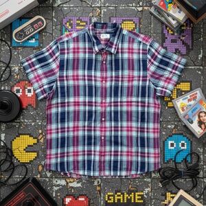 GAP Standard Fit Linen-Cotton Plaid Shirt XL